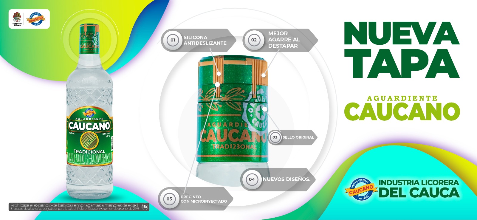 Nueva tapa AGUARDIENTE CAUCANO 